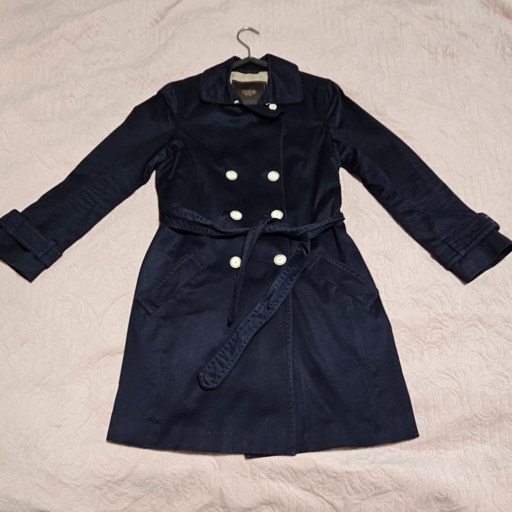 Coach Trench Coat Sz M Navy Blue